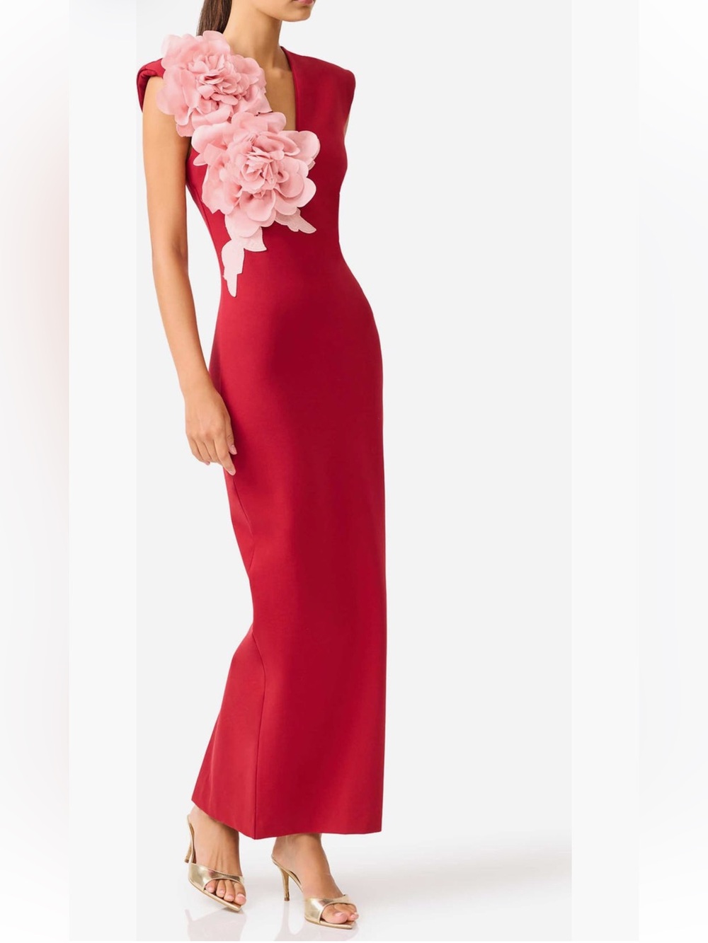 elliatt zahara red & pink 3d flower detail maxi gown dress size large NEW - Picture 6 of 17